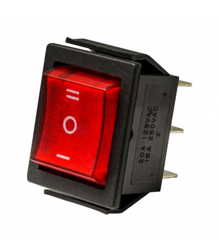 Przełącznik kołyskowy ON/OF/ON, 15 A, czerwony BMEP002