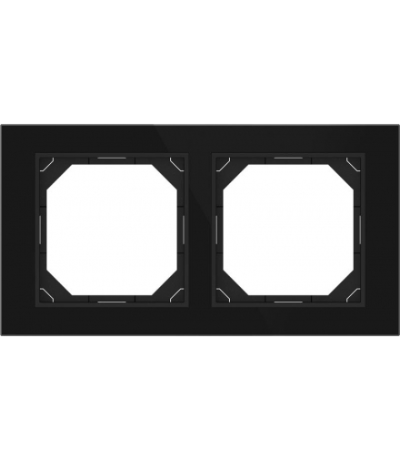 Ramka podwójna, szklana, czarna, QUADRUM, Vilma QR1002GB