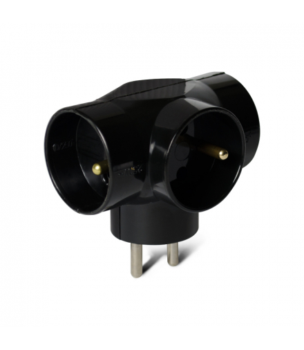 Rozgałęźnik elektryczny, 3 gniazda z uziemieniem, czarny P93