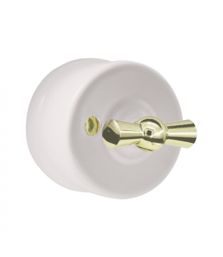 Włącznik ceramiczny obrotowy, pokrętło złote, VINTAGE, biały VIN1101