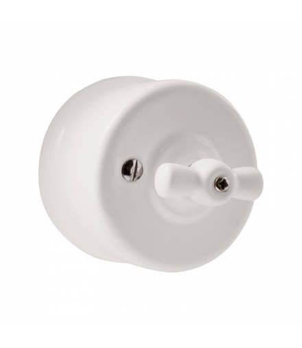 Włącznik ceramiczny obrotowy, VINTAGE, biały VIN1001