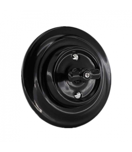 Włącznik ceramiczny podtynkowy obrotowy, VINTAGE, czarny VIN5101