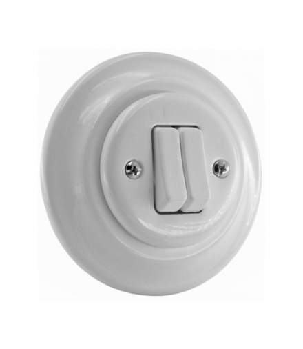 Włącznik podwójny ceramiczny podtynkowy, VINTAGE, biały VIN6003