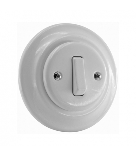 Włącznik schodowy ceramiczny podtynkowy, VINTAGE, biały VIN6002