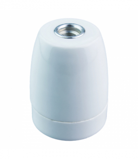 Ceramiczna oprawka do żarówki E27, biała LH0301