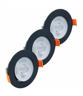 Lampa podtynkowa LED, 4,8 W, 346 lm, 4000 K, czarna, 3 szt. DLC348B