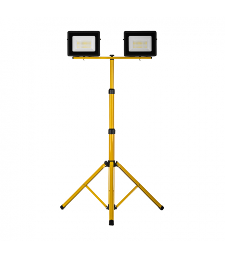 Naświetlacz LED na statywie, 2 x 50 W, 2 x 4000 lm, 6400 K, IP65, 150 cm, żółty SL-S04