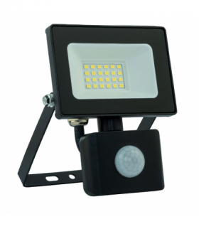 Naświetlacz LED z czujnikiem ruchu, 20 W, 1800 lm, 6500 K, IP65, czarny IESCH 017