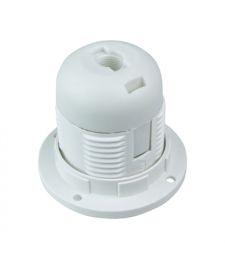 Oprawka E27 z gwintem i kołnierzem, biała BME2701W