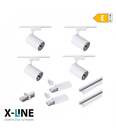 Oświetlenie szynowe - zestaw 4 x 15 W biały, X-LINE STR-4X15W-W