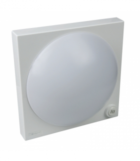 Plafon natynkowy LED z czujnikiem zmierzchowym i dźwiękowym, IP44, 9 W, 855 lm, 3000 K, kwadratowy, biały GDF2