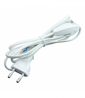 Przewód elektryczny z włącznikiem w oplocie, biały, 2 m DIC1220