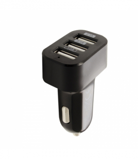 Ładowarka samochodowa 3 x USB, 5,2 A, czarna CLT723