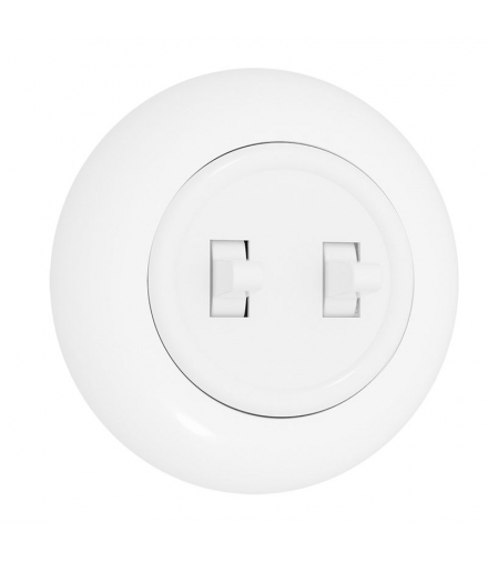 Włącznik podwójny z ramką, biały, EX1, Electromalt EX1W0021