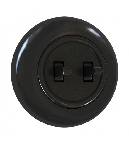 Włącznik podwójny z ramką, czarny, EX1, Electromalt EX1B0021