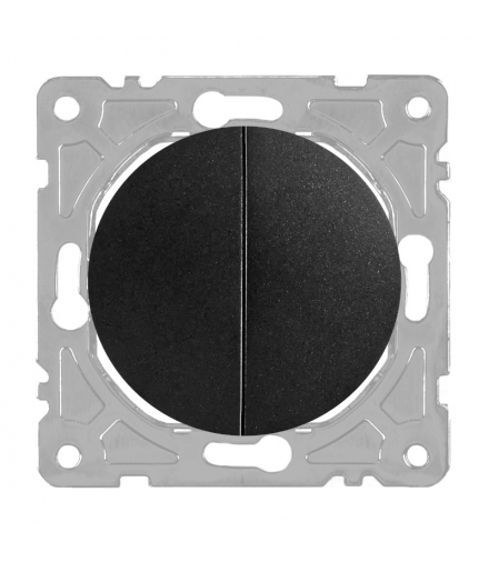 Włącznik schodowy podwójny, czarny, OVAL OVA1009B