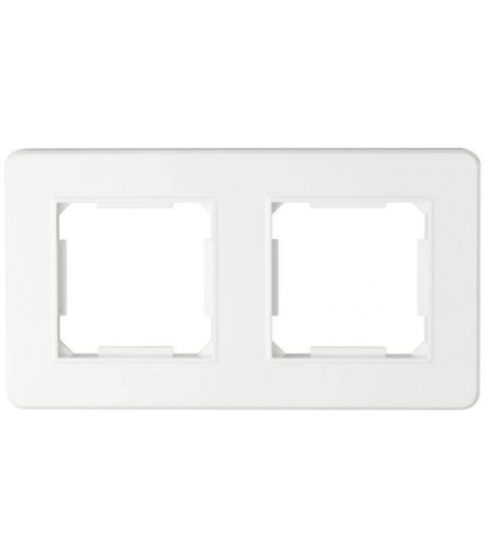 Ramka podwójna, plastikowa, biała, QUAD QAD1002W