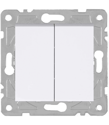 Włącznik podwójny, biały, QUAD QAD1008W