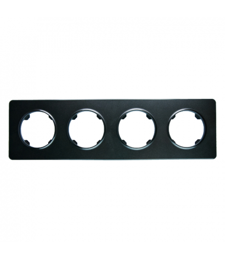 Ramka poczwórna, plastikowa, czarna, OVAL OVA1004B
