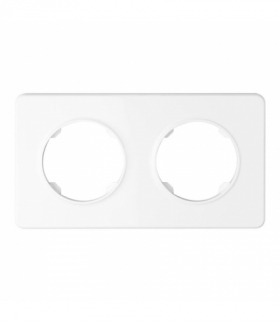 Ramka podwójna, plastikowa, biała, OVAL OVA1002W