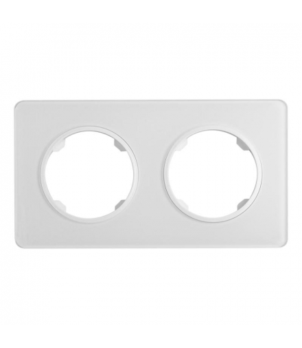 Ramka podwójna, szklana, biała, OVAL OVA1002GW