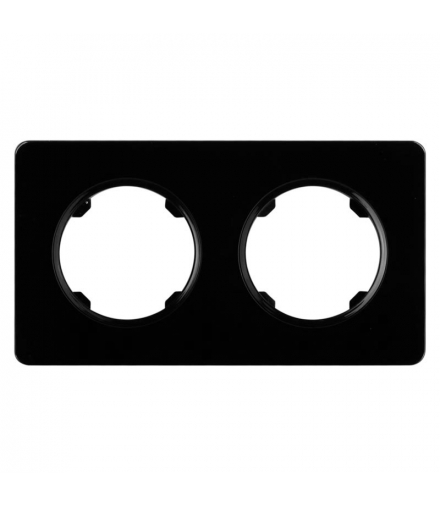 Ramka podwójna, szklana, czarna, OVAL OVA1002GB