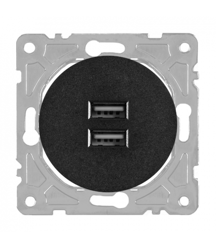 Gniazdo USB podwójne, 2,1 A, czarne, OVAL SEU1028B