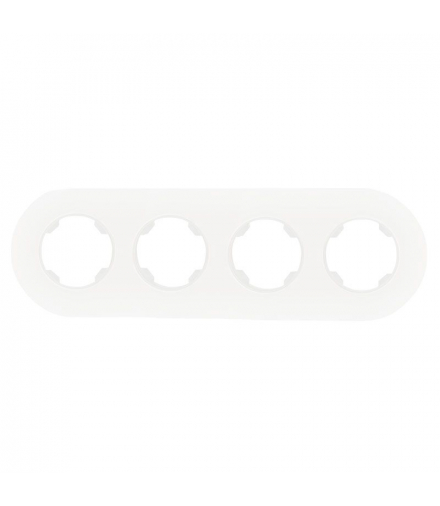 Ramka poczwórna, plastikowa, okrągła, biała, OVAL SEU5004W