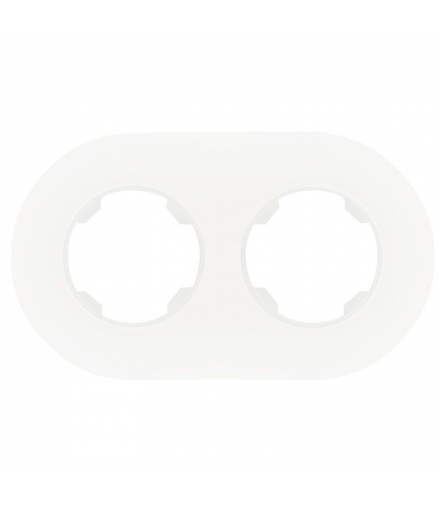 Ramka podwójna, plastikowa, okrągła, biała, OVAL SEU5002W