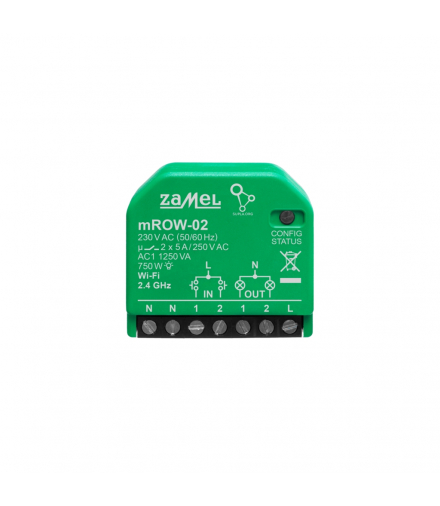 ODBIORNIK WI-FI 2-KANAŁOWY DOPUSZKOWY Z MONITOREM ENERGII W OBUDOWIE MINI mROW-02