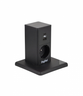 PILLAR GNIAZDA 2M CZARNY 1XUTE ŁAD. USB DIGITEL DG-8149