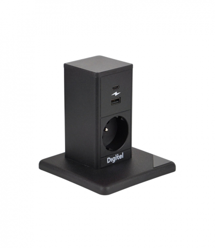 PILLAR GNIAZDA 2M CZARNY 1XUTE ŁAD. USB DIGITEL DG-8149