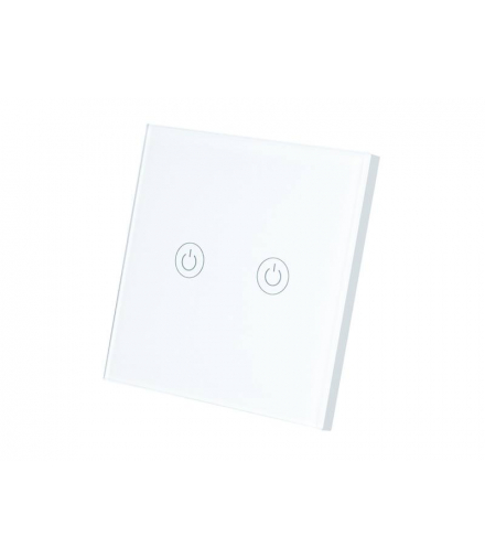 WŁĄCZNIK ŚWIATŁA DOTYKOWY, PODWÓJNY, SZKLANY PANEL, BIAŁY LXM176