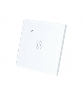 WŁĄCZNIK ŚWIATŁA WIFI DOTYKOWY, POJEDYNCZY, SZKLANY PANEL, BIAŁY
