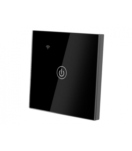 WŁĄCZNIK ŚWIATŁA WIFI DOTYKOWY, POJEDYNCZY, SZKLANY PANEL, CZARNY