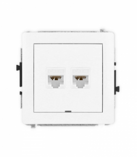 DECO Mechanizm gniazda komputerowego podwójnego 2xRJ45, kat. 6A, 8-stykowy, bez pola opisowego biały Karlik DGKBO-8