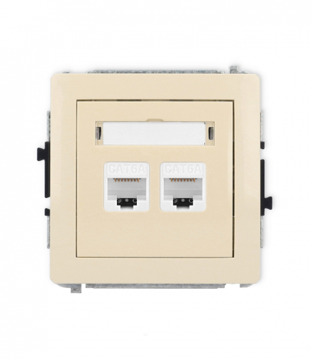 DECO Mechanizm gniazda komputerowego podwójnego 2xRJ45, kat. 6A, 8-stykowy beżowy Karlik 1DGK-8