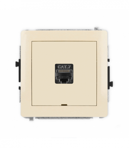 DECO Mechanizm gniazda komputerowego pojedynczego 1xRJ45, kat. 7, ekranowane, 8-stykowy, bez pola opisowego beżowy Karlik 1DGKBO-9