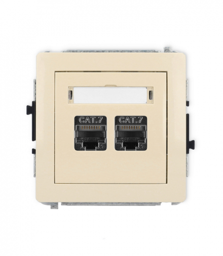 DECO Mechanizm gniazda komputerowego podwójnego 2xRJ45, kat. 7, ekranowane, 8-stykowy beżowy Karlik 1DGK-10