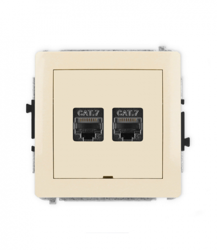 DECO Mechanizm gniazda komputerowego podwójnego 2xRJ45, kat. 7, ekranowane, 8-stykowy, bez pola opisowego beżowy Karlik 1DGKBO-10