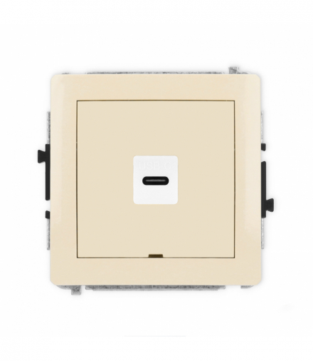 DECO Mechanizm gniazda pojedynczego 1xUSB C-C, bez pola opisowego beżowy Karlik 1DGUSBBO-7