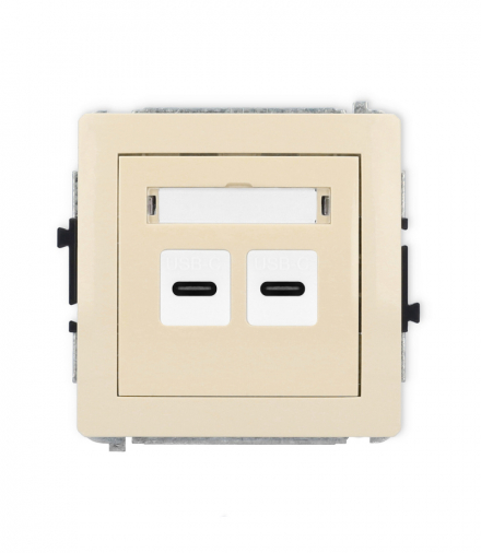 DECO Mechanizm gniazda podwójnego 2xUSB C-C beżowy Karlik 1DGUSB-8