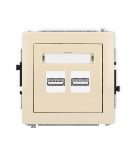 DECO Mechanizm ładowarki USB podwójnej, 5V, 3.1A beżowy Karlik 1DCUSB-6