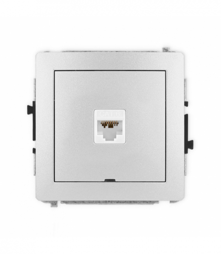 DECO Mechanizm gniazda komputerowego pojedynczego 1xRJ45, kat. 6A, 8-stykowy, bez pola opisowego Srebrny Karlik 7DGKBO-7