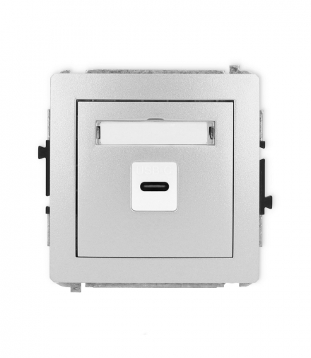DECO Mechanizm gniazda pojedynczego 1xUSB C-C Srebrny Karlik 7DGUSB-7