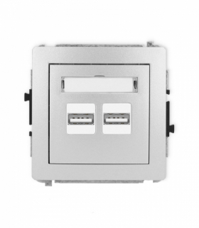 DECO Mechanizm ładowarki USB podwójnej, 5V, 3.1A Srebrny Karlik 7DCUSB-6