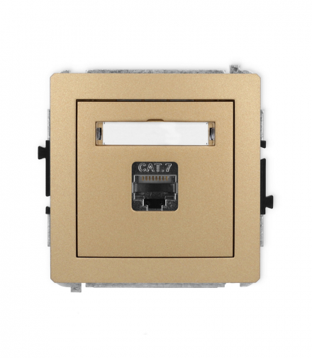 DECO Mechanizm gniazda komputerowego pojedynczego 1xRJ45, kat. 7, ekranowane, 8-stykowy złoty metalik Karlik 8DGK-9