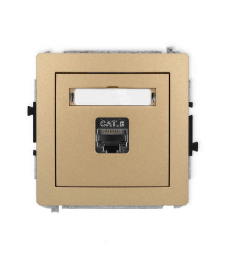 DECO Mechanizm gniazda komputerowego pojedynczego 1xRJ45, kat. 8, ekranowane, 8-stykowy złoty metalik Karlik 8DGK-11