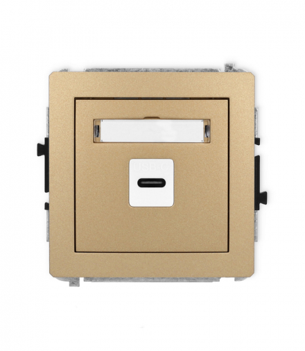 DECO Mechanizm gniazda pojedynczego 1xUSB C-C złoty metalik Karlik 8DGUSB-7