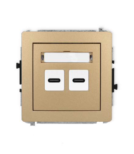 DECO Mechanizm gniazda podwójnego 2xUSB C-C złoty metalik Karlik 8DGUSB-8